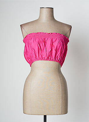 Top coupe cintrée sans manche rose LARA-ETHNICS femme