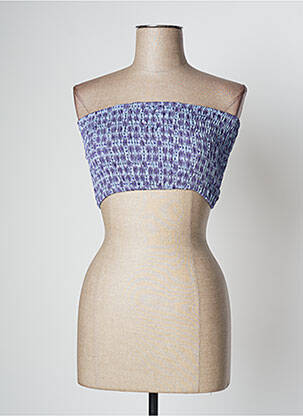 Top imprimé fantaisie sans manche bleu LARA-ETHNICS femme