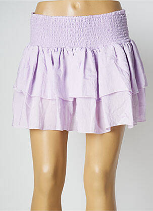 Jupe courte coupe évasée violet LARA-ETHNICS femme