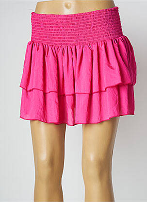 Jupe courte coupe évasée rose LARA-ETHNICS femme