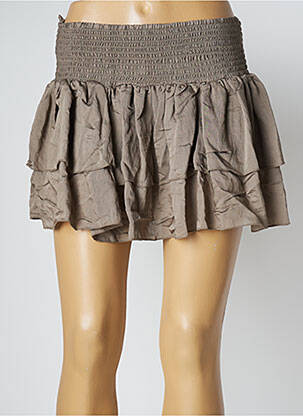 Jupe courte coupe évasée beige LARA-ETHNICS femme