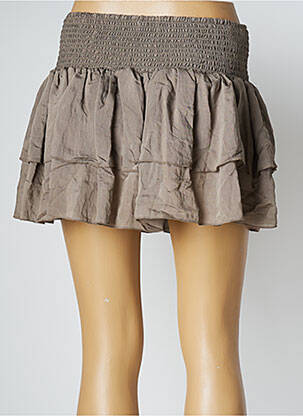 Jupe courte coupe évasée beige LARA-ETHNICS femme