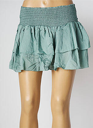 Jupe courte coupe évasée vert LARA-ETHNICS femme