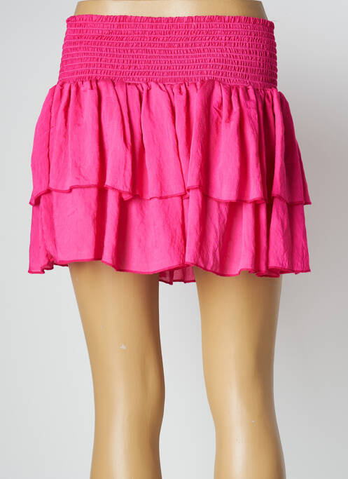 Jupe courte rose LARA-ETHNICS pour femme