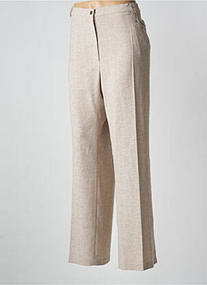 Pantalon droit fermeture zippée sous rabat boutonné taille normale beige CHRISTINE LAURE femme