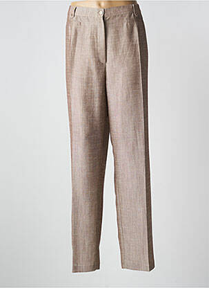 Pantalon droit stretch taille haute marron CHRISTINE LAURE femme