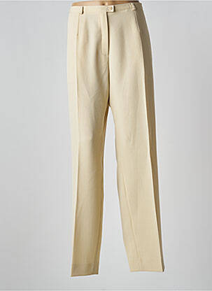 Pantalon droit tissage crêpe taille haute beige CLAUDE BAUER femme