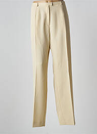 Pantalon droit tissage crêpe taille haute beige CLAUDE BAUER femme