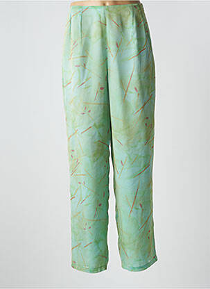Pantalon droit tissage crêpe taille haute vert CLAUDE BAUER femme