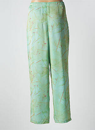 Pantalon droit tissage crêpe taille haute vert CLAUDE BAUER femme