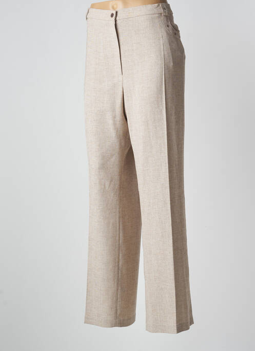 Pantalon droit fermeture zippée sous rabat boutonné taille normale beige CHRISTINE LAURE femme