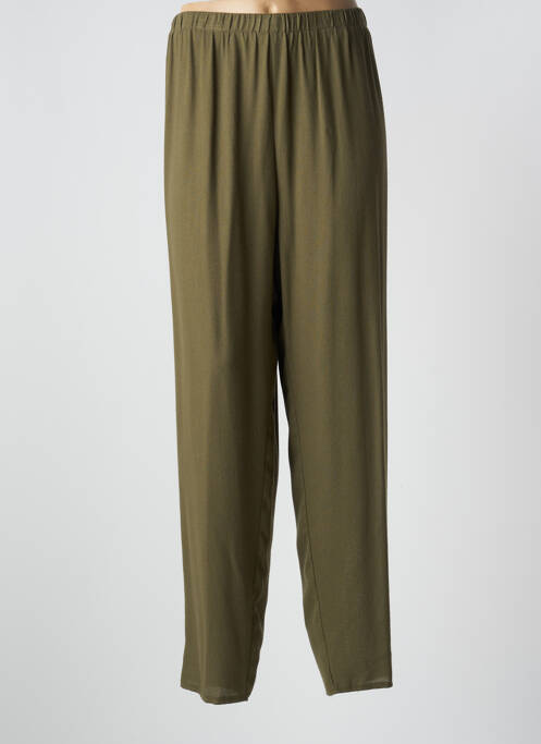 Pantalon droit tissage crêpe taille normale vert ASMODEE femme