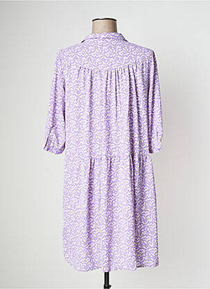 Robe mi-longue imprimé fleurs manches 3/4 violet SENS UNIQ femme