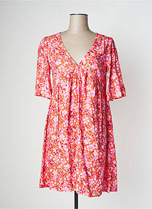Robe courte coupe évasée manches courtes orange JOON femme