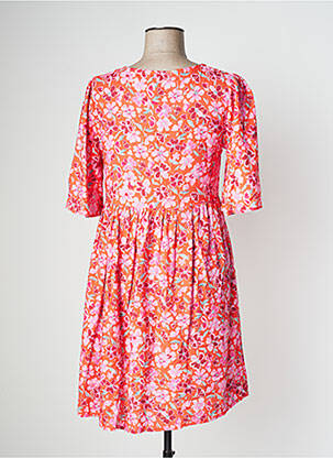 Robe courte coupe évasée manches courtes orange JOON femme