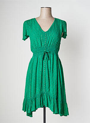 Robe mi-longue manches courtes manches courtes vert GOA femme