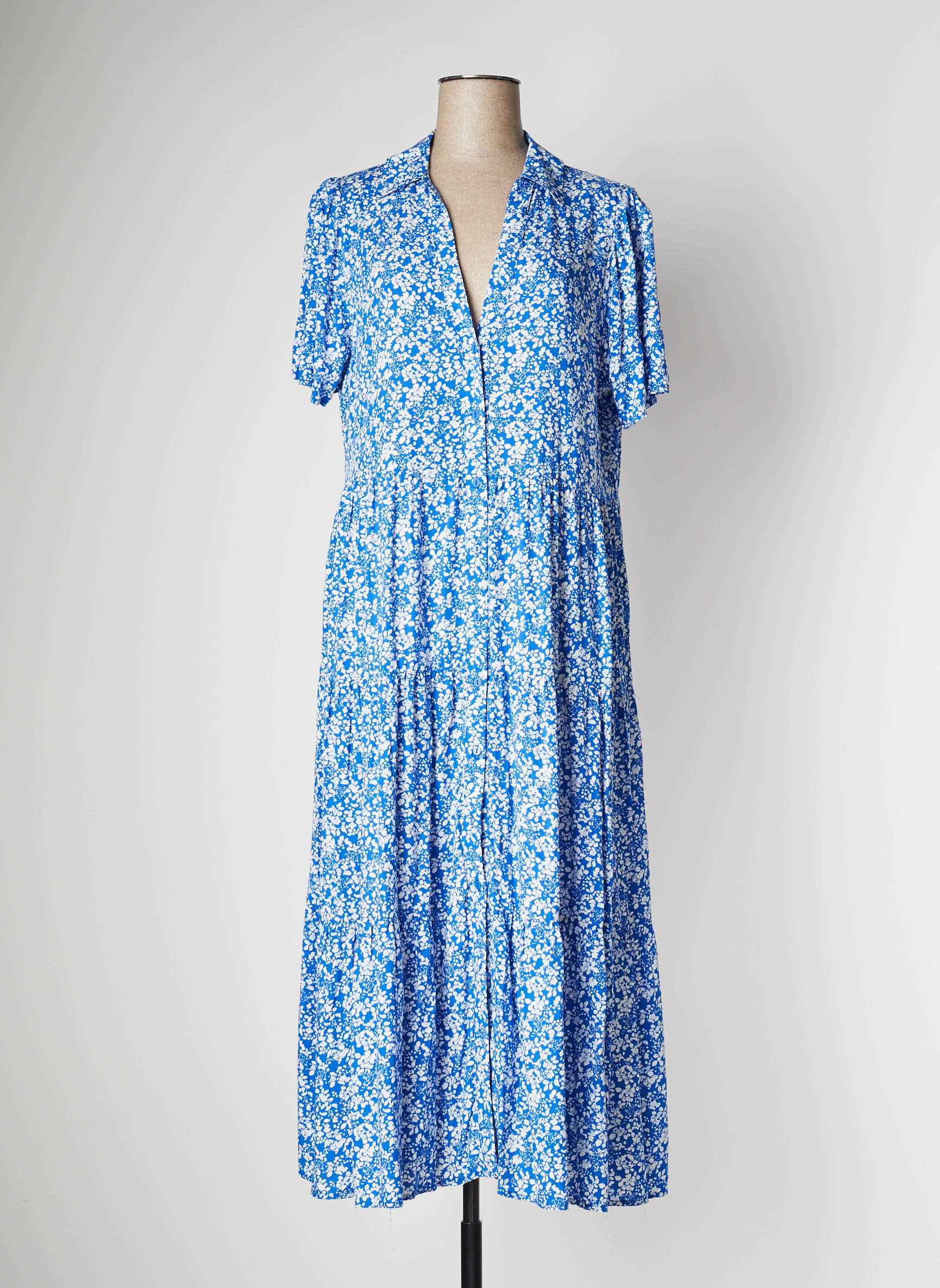 Robe longue manches courtes manches courtes bleu GOA femme