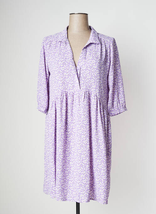 Robe mi-longue manches 3/4 manches 3/4 violet SENS UNIQ femme
