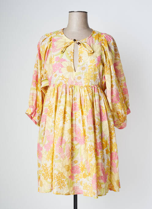 Robe mi-longue manches 3/4 manches 3/4 jaune JOON femme