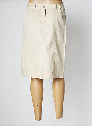 Jupe mi-longue taille à pinces beige AGATHE & LOUISE femme
