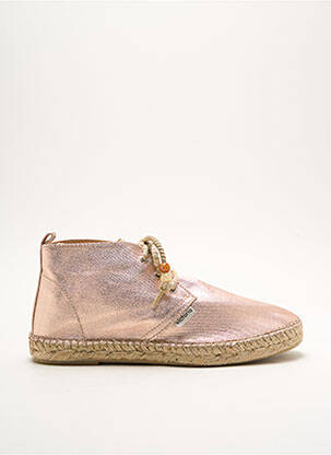 Espadrilles fermeture lacets talon plat jusqu'à 3cm rose VICTORIA femme