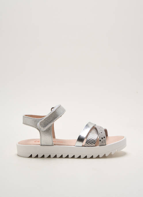 Sandales/nu pieds tissage métallisé talon compensé argent ACEBOS fille