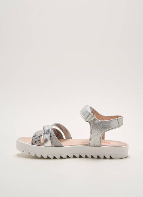 Sandales/nu pieds tissage métallisé talon compensé argent ACEBOS fille