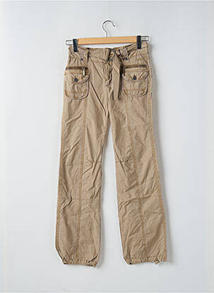 Pantalon droit tissage popeline taille normale beige DDP femme