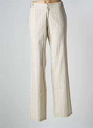 Pantalon droit tissage popeline taille basse beige 2 TWO femme