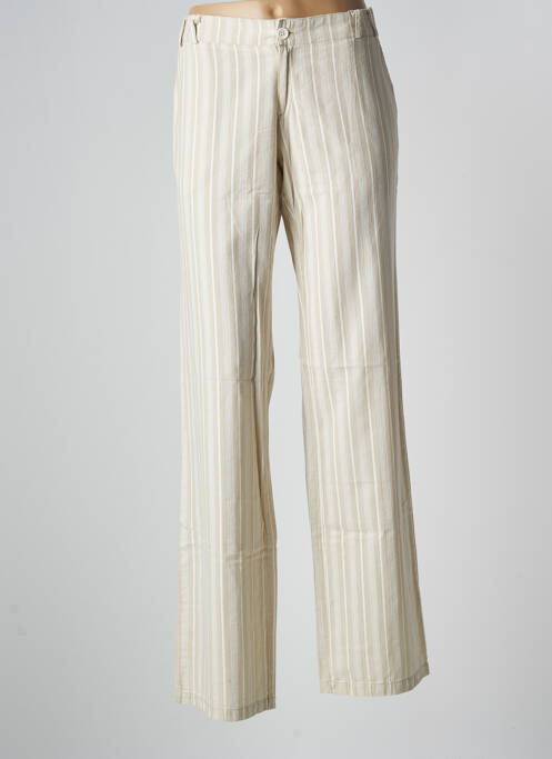 Pantalon droit tissage popeline taille basse beige 2 TWO femme
