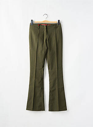 Pantalon flare fermeture zippée sous rabat avec crochet taille haute vert MISS SIXTY femme