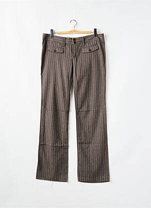 Pantalon droit fermeture zippée sous rabat boutonné taille basse marron MOGUL femme
