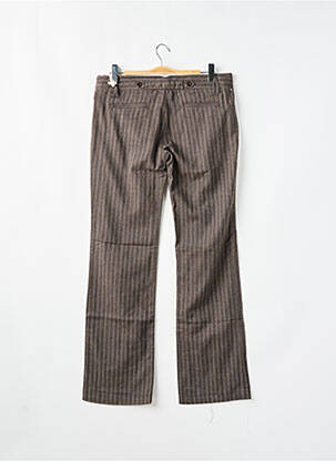 Pantalon droit fermeture zippée sous rabat boutonné taille basse marron MOGUL femme