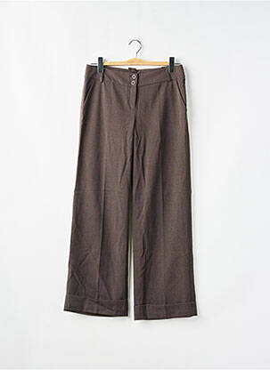 Pantalon droit fermeture zippée sous rabat boutonné taille basse marron PAKO LITTO femme
