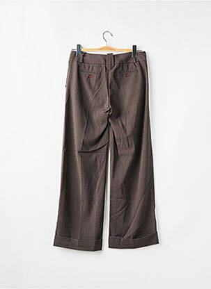 Pantalon droit fermeture zippée sous rabat boutonné taille basse marron PAKO LITTO femme