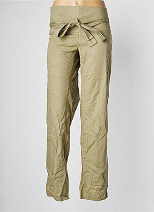 Pantalon droit tissage popeline taille normale vert LADY SOUL femme
