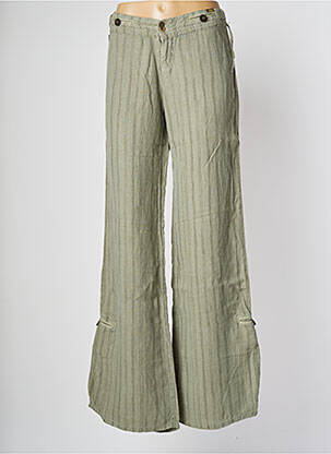 Pantalon droit tissage popeline taille normale vert LOIS femme