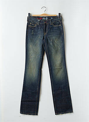 Jeans coupe droite effet usé délavé taille normale bleu RWD femme