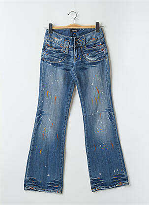 Jeans bootcut effet usé délavé taille basse bleu RWD femme