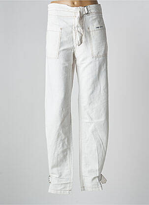 Pantalon droit fermeture zippée sous rabat avec crochet taille normale blanc SCHOOL RAG femme