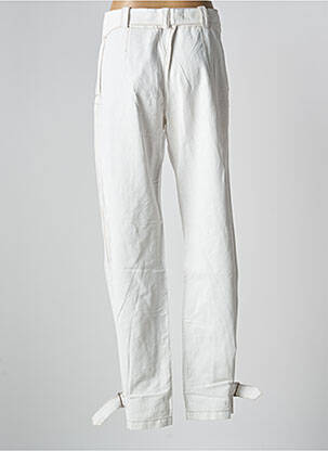 Pantalon droit fermeture zippée sous rabat avec crochet taille normale blanc SCHOOL RAG femme