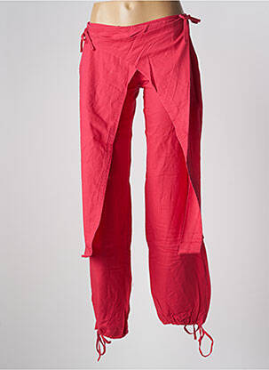 Pantalon droit tissage crêpe taille normale rouge SCHOOL RAG femme