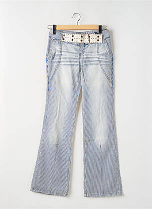 Pantalon droit fermeture zippée sous rabat boutonné bleu TEDDY SMITH femme