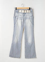 Pantalon droit fermeture zippée sous rabat boutonné bleu TEDDY SMITH femme