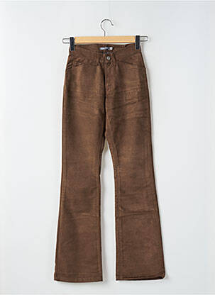 Pantalon droit fermeture zippée sous rabat boutonné marron TEDDY SMITH femme