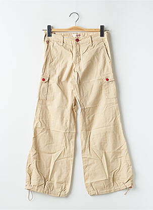 Pantalon 7/8 fermeture zippée sous rabat boutonné taille normale beige CIMARRON femme