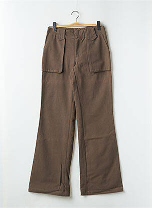 Pantalon large fermeture zippée sous rabat avec crochet taille normale marron CHEYENNE femme