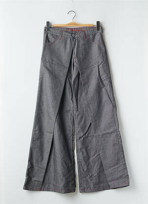 Pantalon flare fermeture zippée sous rabat boutonné taille haute gris LA BRIGADA INTERNACIONAL femme