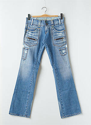 Jeans coupe droite effet usé délavé taille basse bleu LOIS femme