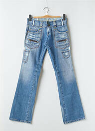 Jeans coupe droite effet usé délavé taille basse bleu LOIS femme